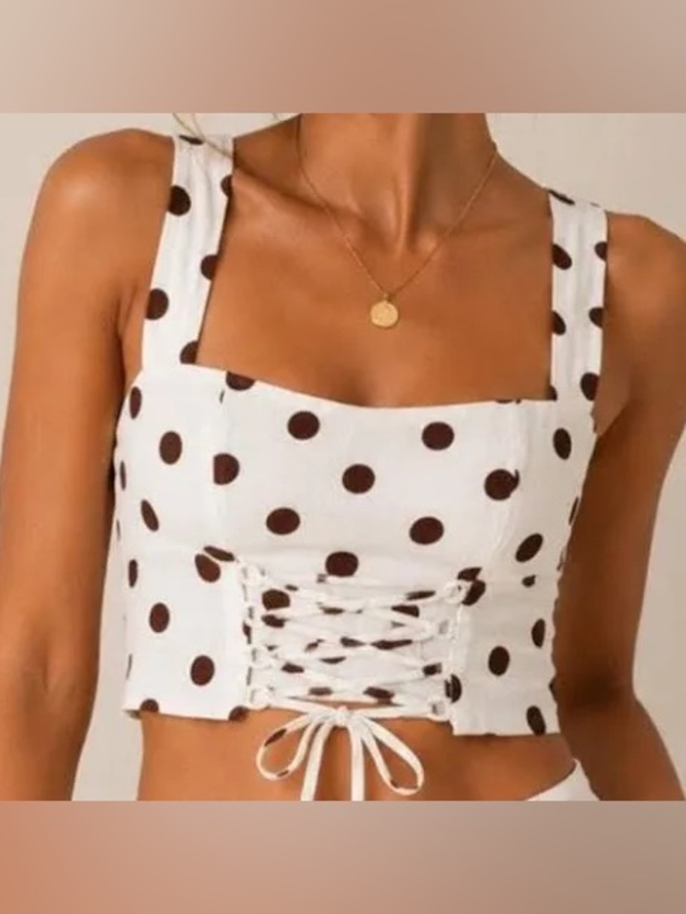 Abercrombie & Fitch Polka Dot Lace Up Top